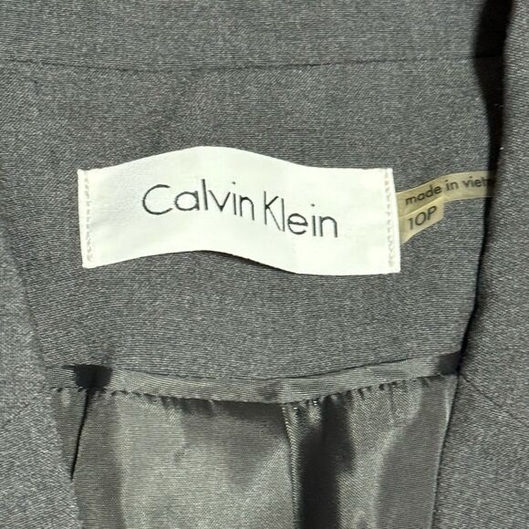 Calvin Klein Women 10P Gray Rayon Blend Blazer Career Office Rayon Blend - Picture 3 of 11